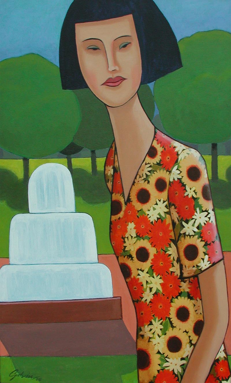 Lady in Sunflower Dress II, 2005, acrylic on canvas